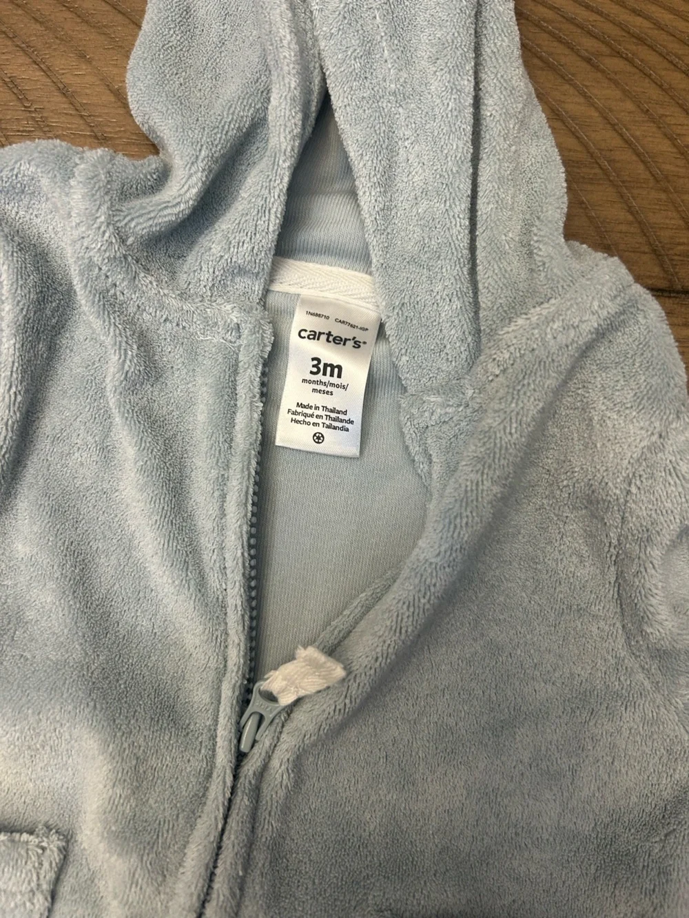 0-3M Carter's Light Blue Plush Bear Hoodie & Pants Set